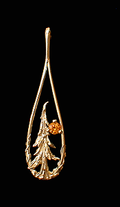 AU Rainforest Bonsai in 14K Yellow Gold with a Georgeous Golden Sapphire Sun  One of a Kind