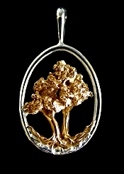 AU 14K Gold Bonsai The Immortal Composite Pendant in 14K White and 14K Yellow Gold as you Wish