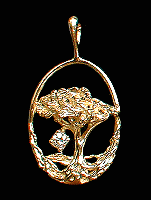 AU Madrona Moon Bonsai Pendant in 14K Yellow Gold with 10 Point EF Vs1 Diamond Moon